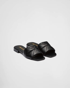 Black Quilted Leather Sabots