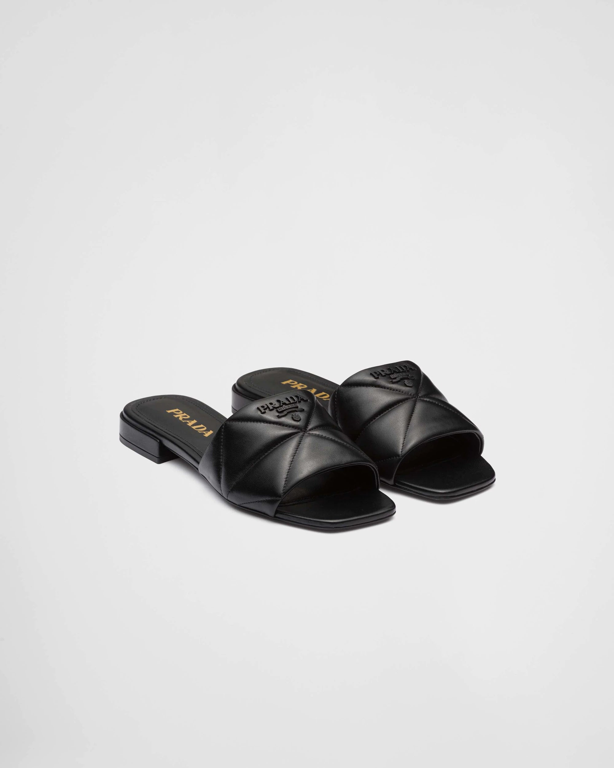 Black Quilted Leather Sabots