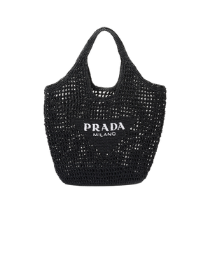 Black large raffia tote bag