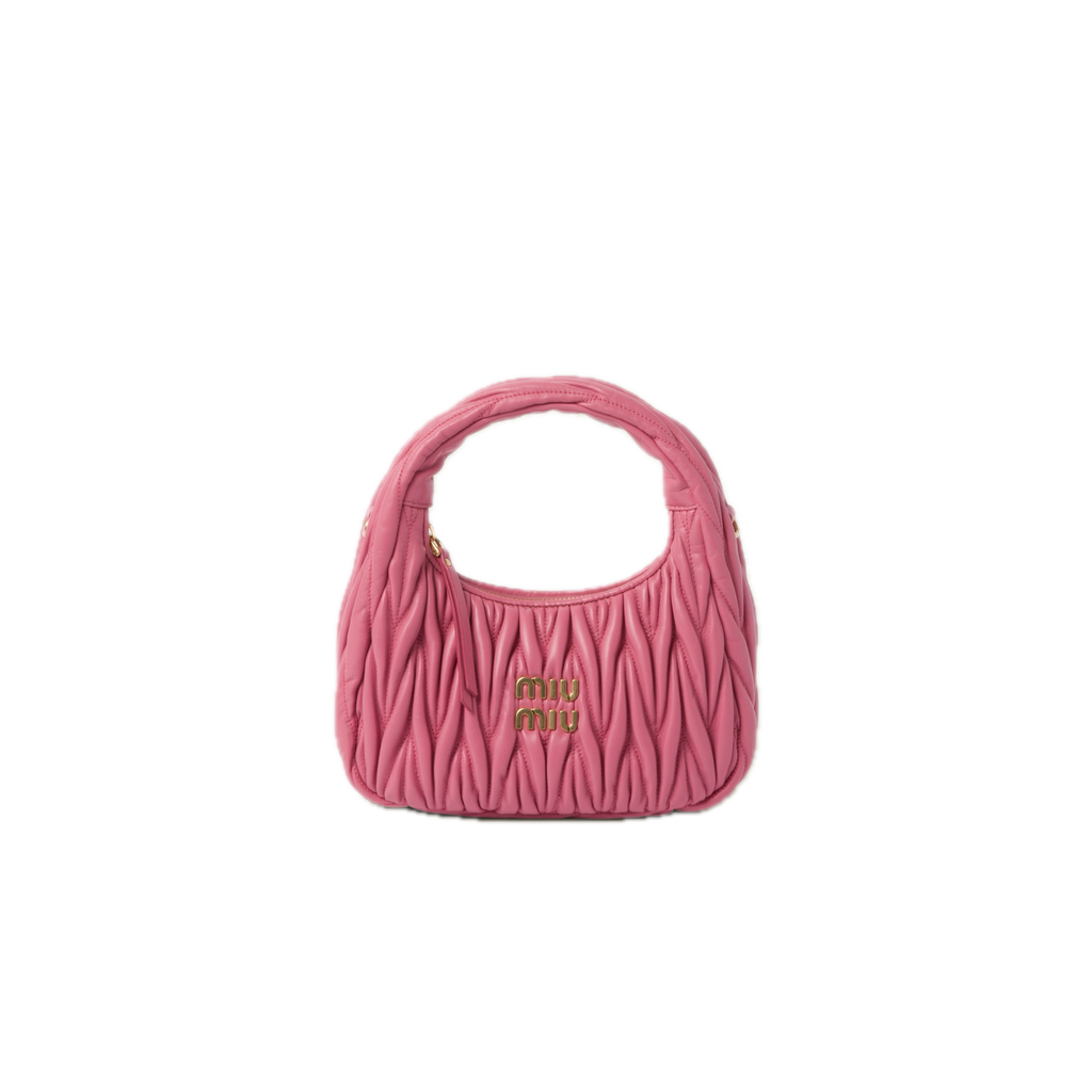 Begonia Pink Wander Matelassé Leather Small Hobo Bag