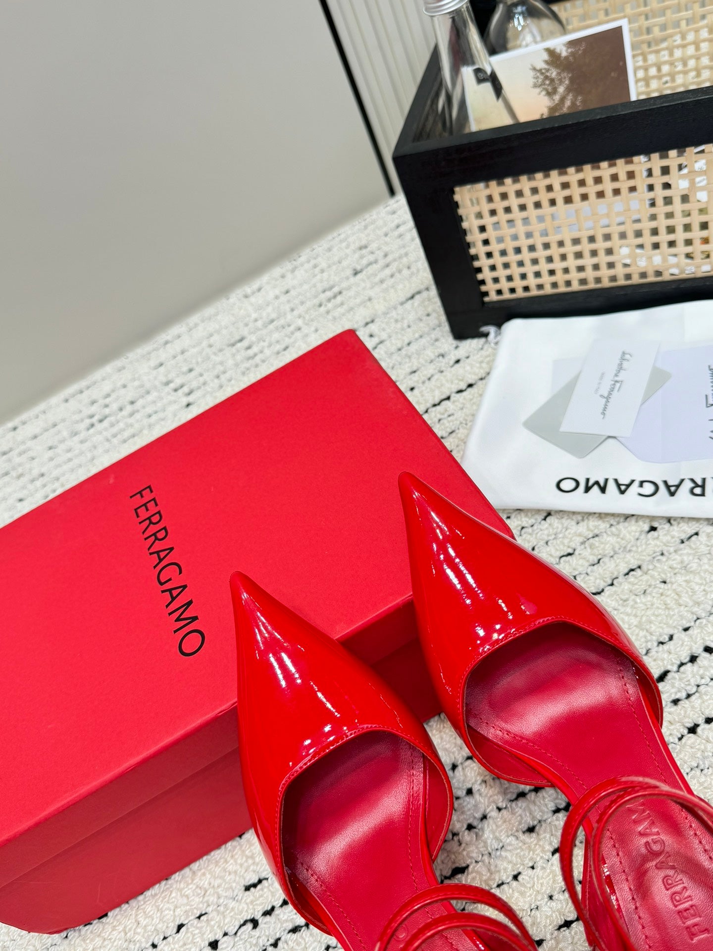 Flame Red Pump With Wedge Heel