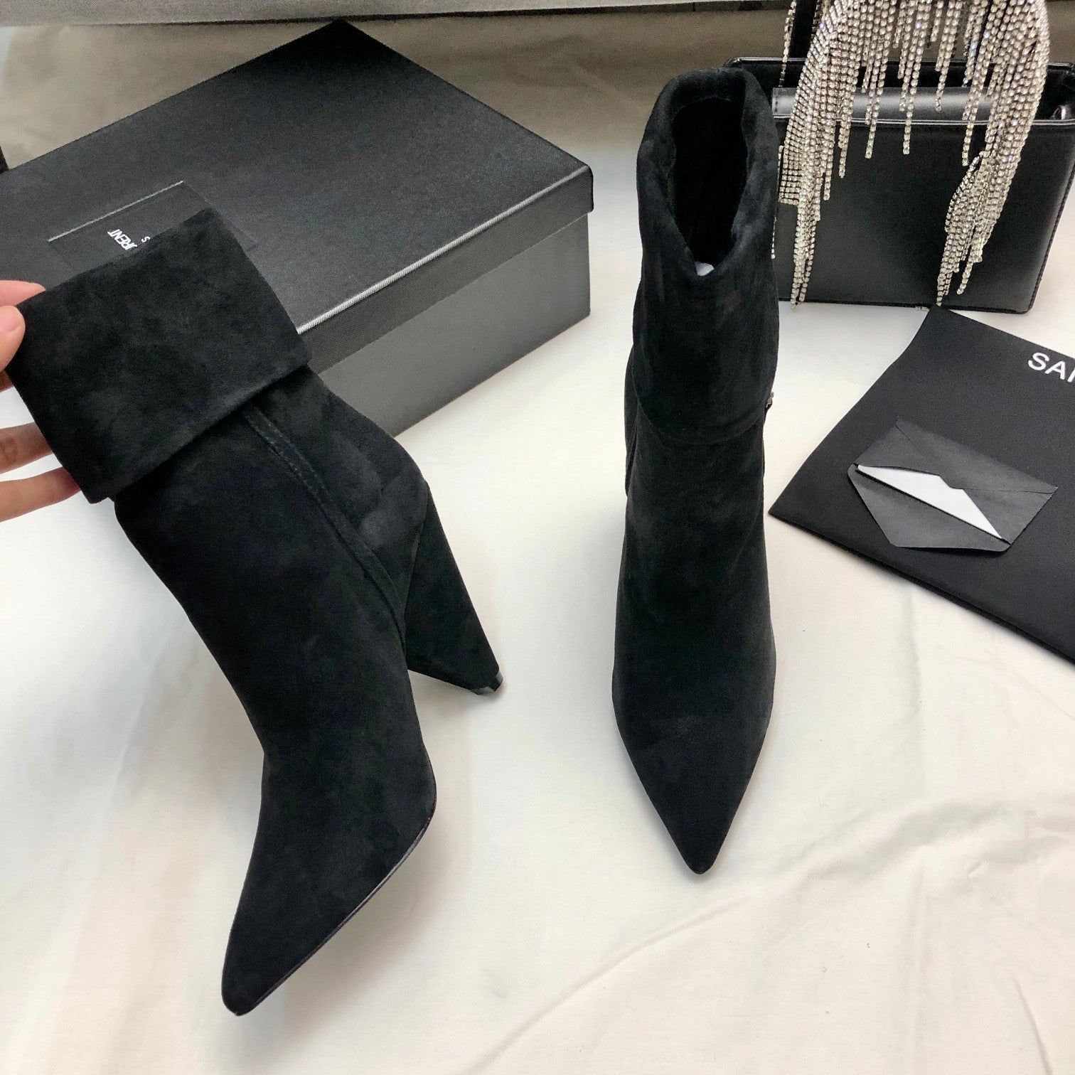 Black YN Booties In Suede
