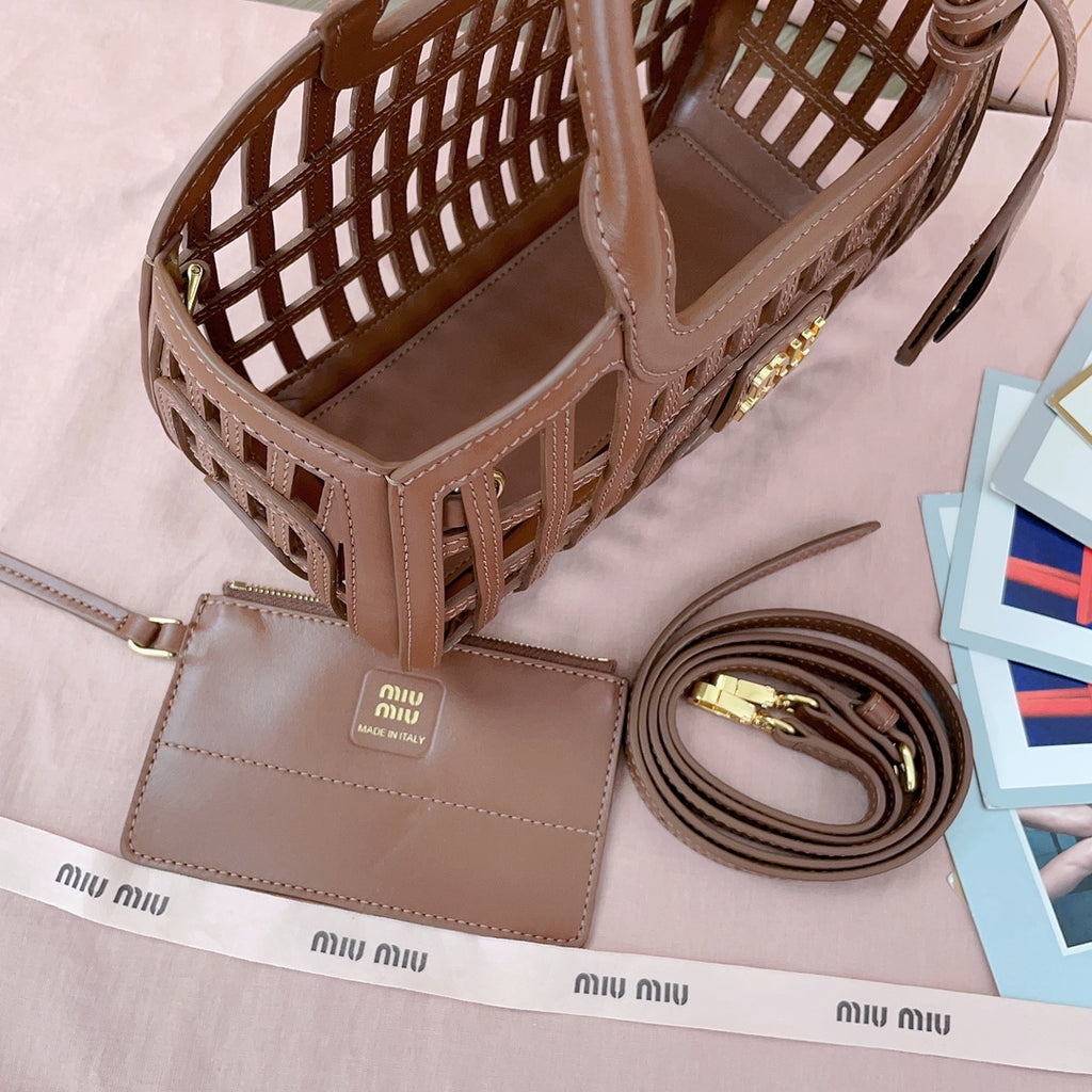 Cognac Leather Basket