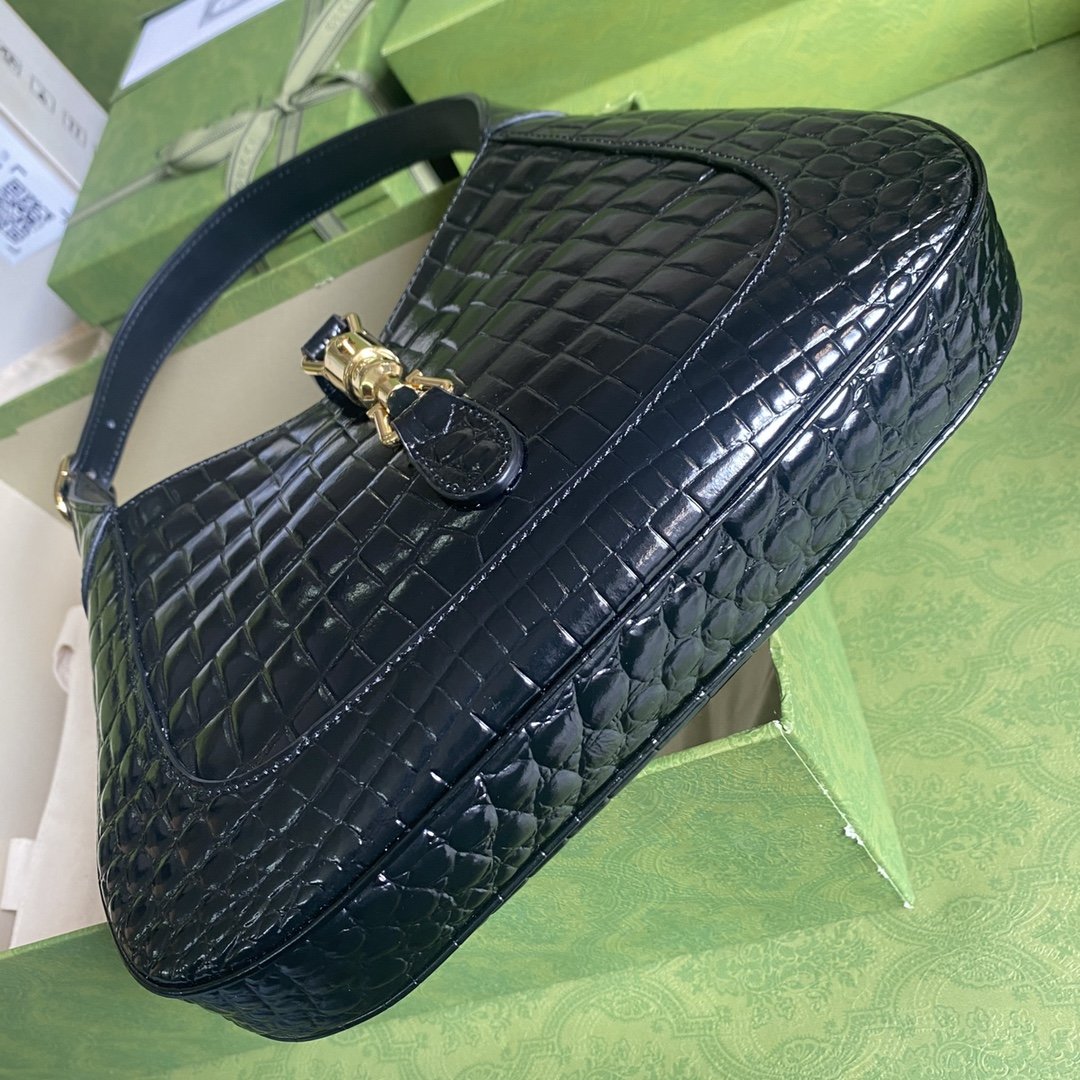 Black crocodile GJ 1961 small shoulder bag