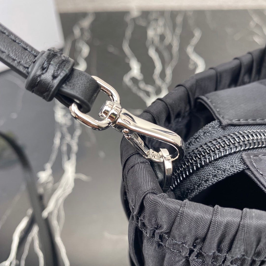 Black nylon tote bag