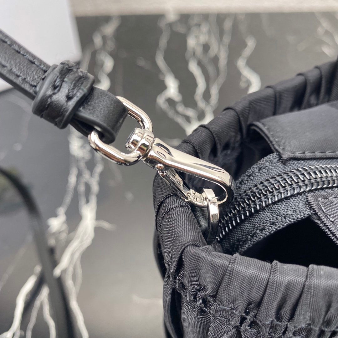 Black nylon tote bag