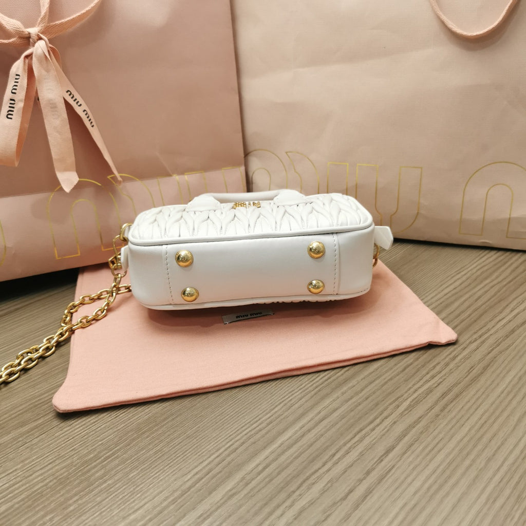White AM Leather Mini-Bag