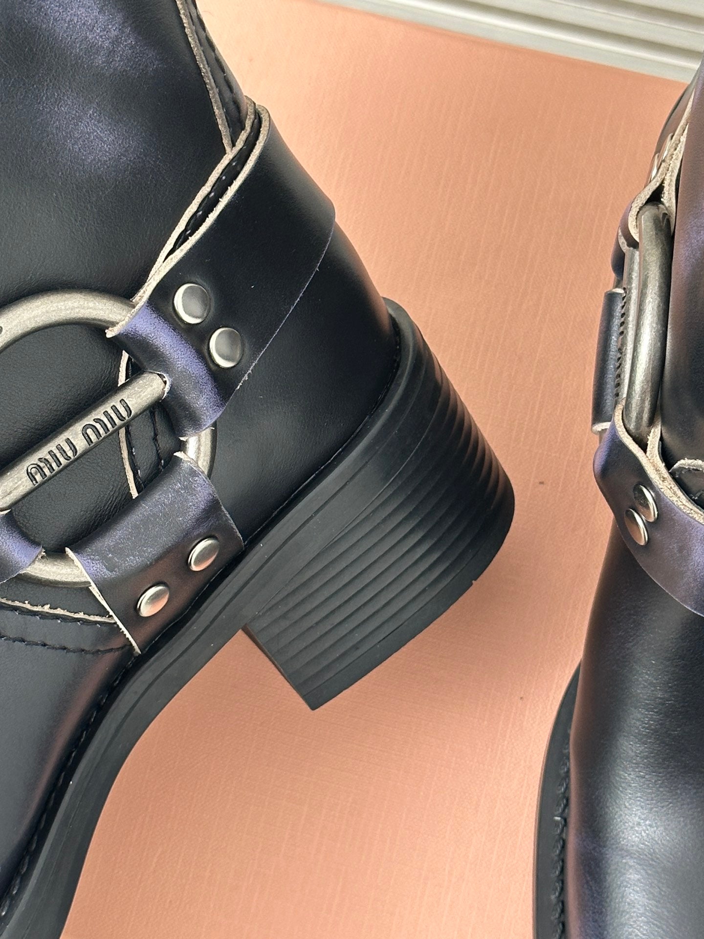 Black Vintage-Look Leather Booties