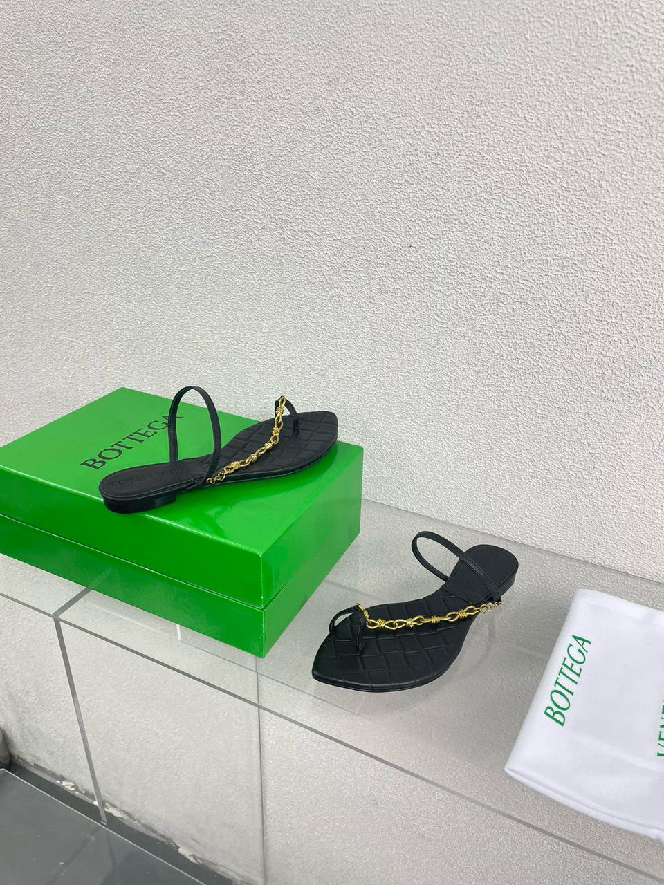 Black Leaf Flat Sandal