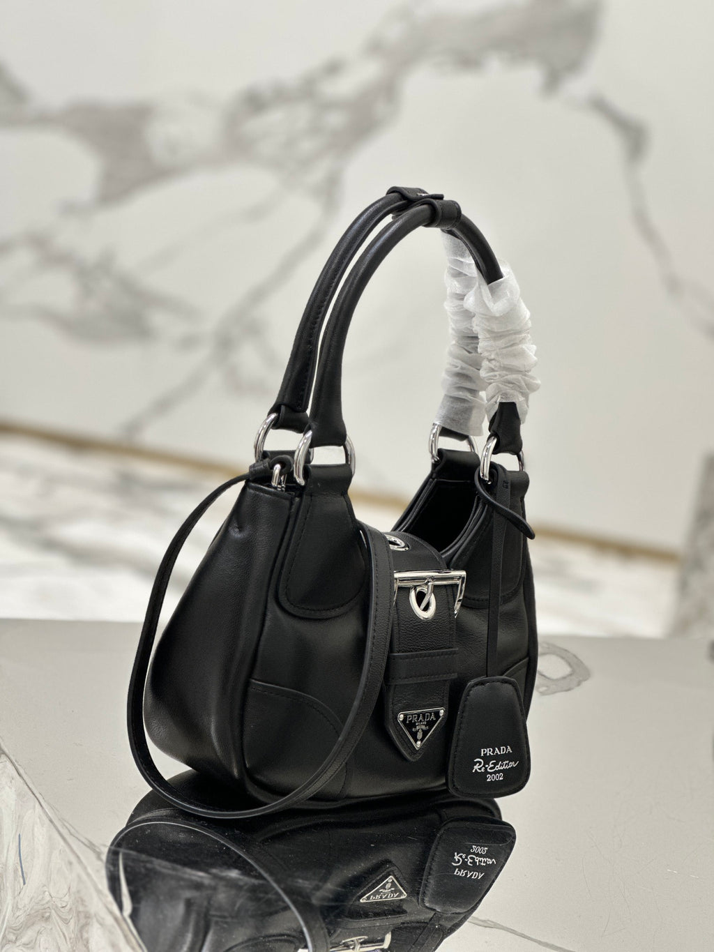 Black PM Padded Leather Bag