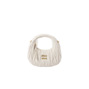 White Wander Matelassé Leather Mini Hobo Bag