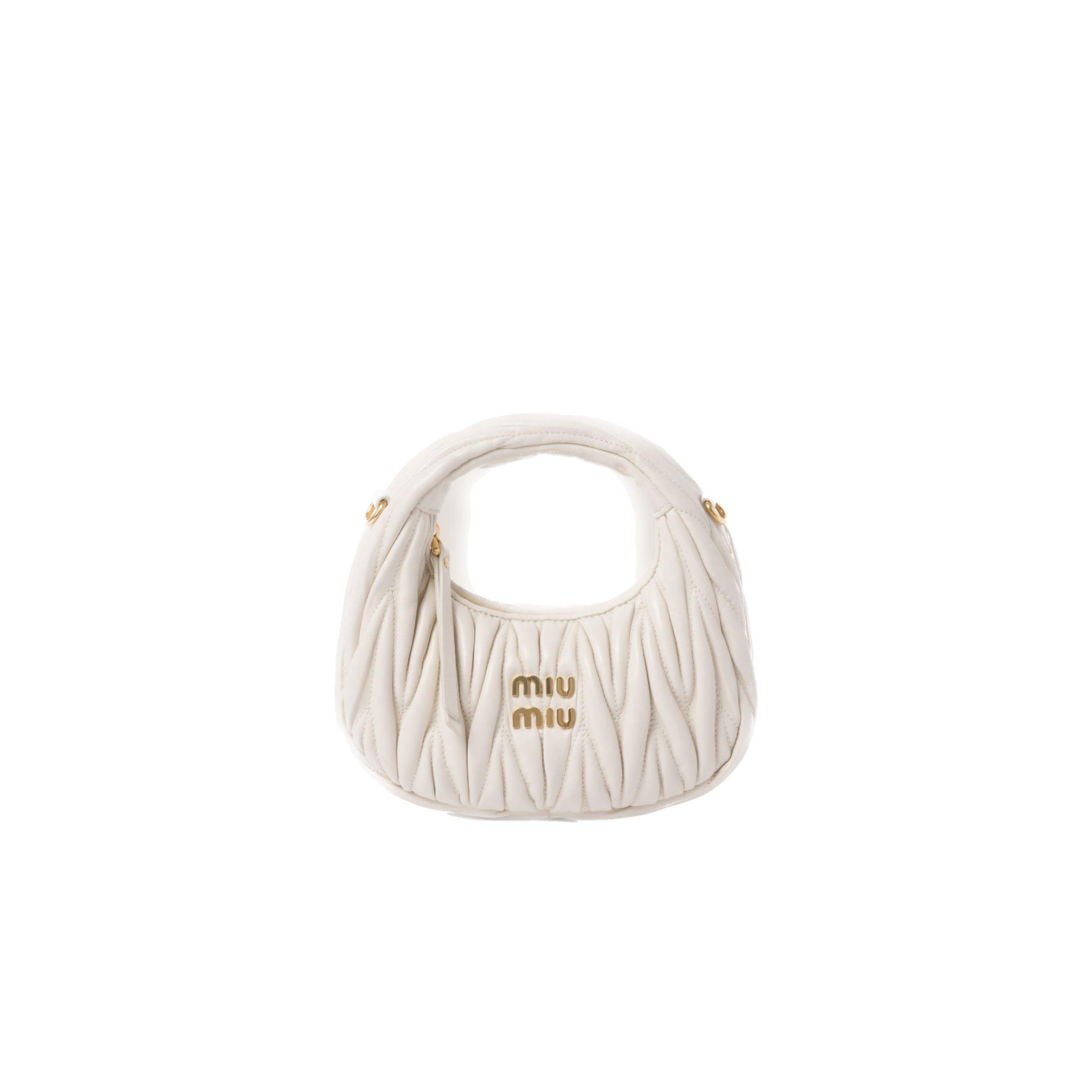 White Wander Matelassé Leather Mini Hobo Bag