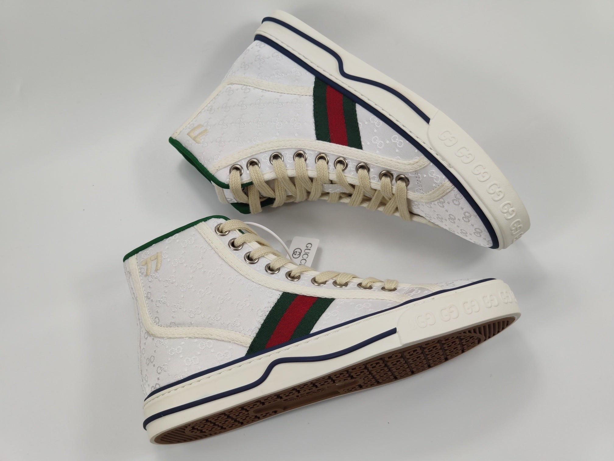 Women's White tennis high top sneaker