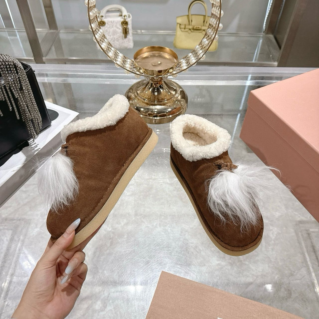 Cocoa Brown Suede & Shearling Mules