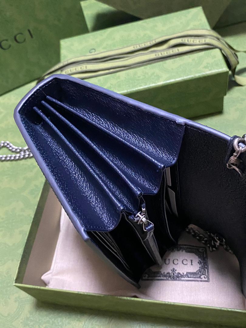 Beige & blue DG supreme chain wallet