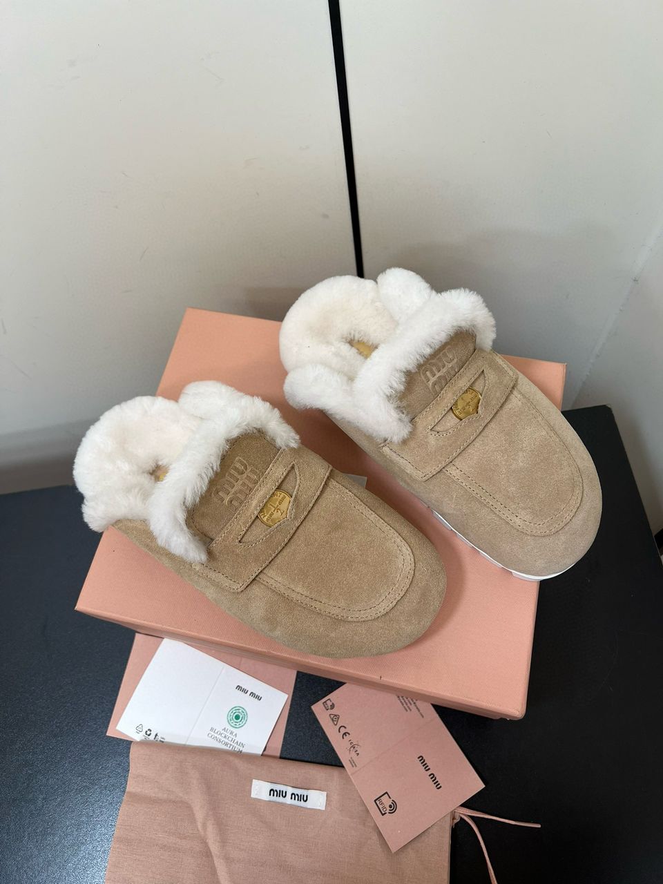 Ecru Suede Mules