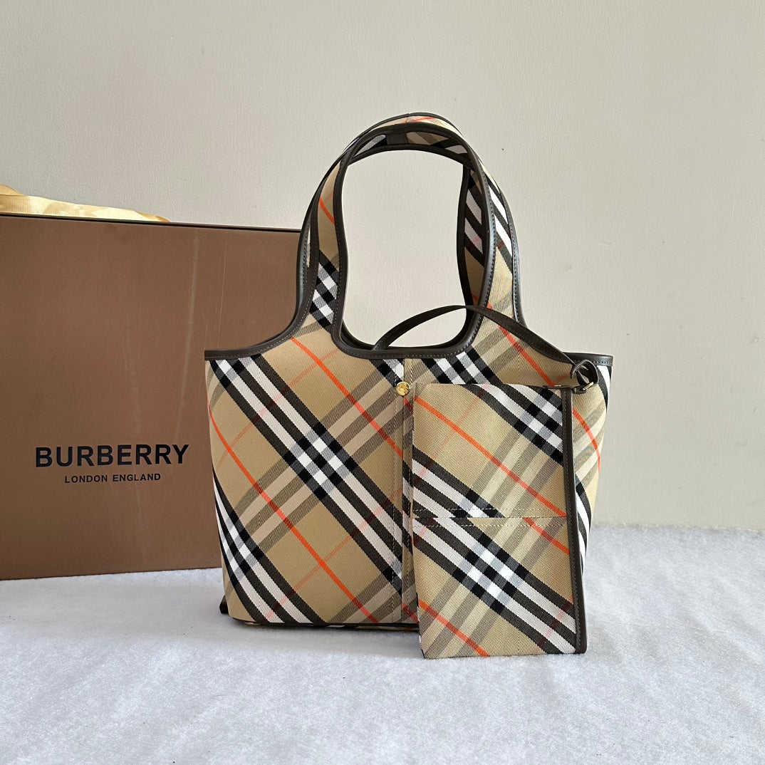 Sand Small Check Tote