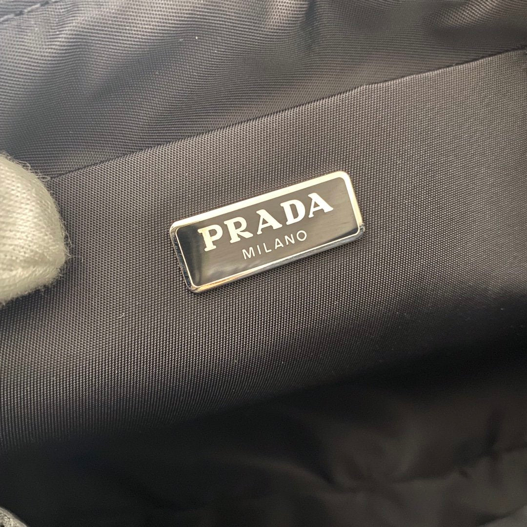 Black nylon tote bag