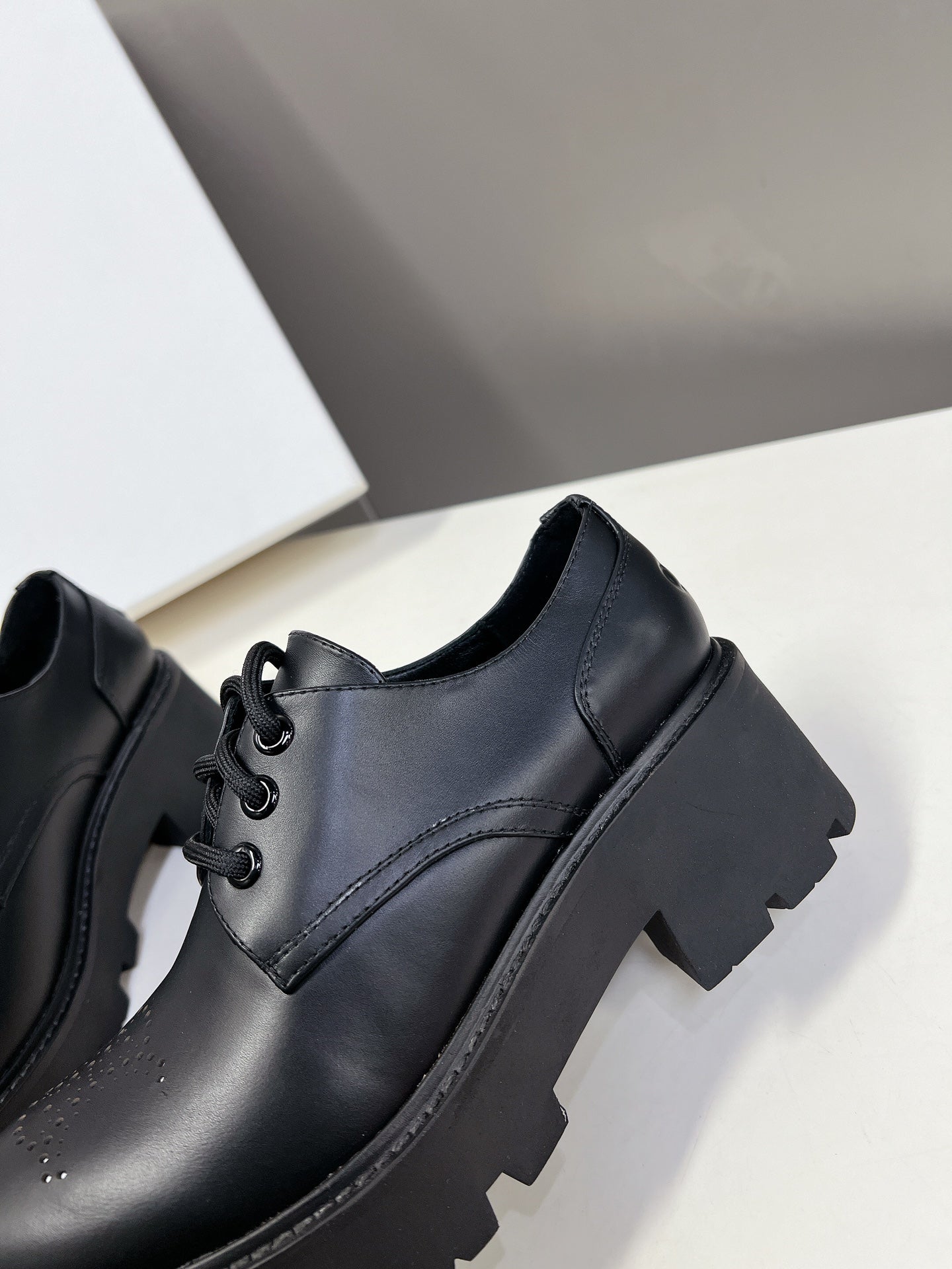 Black Leather Derby Loafers