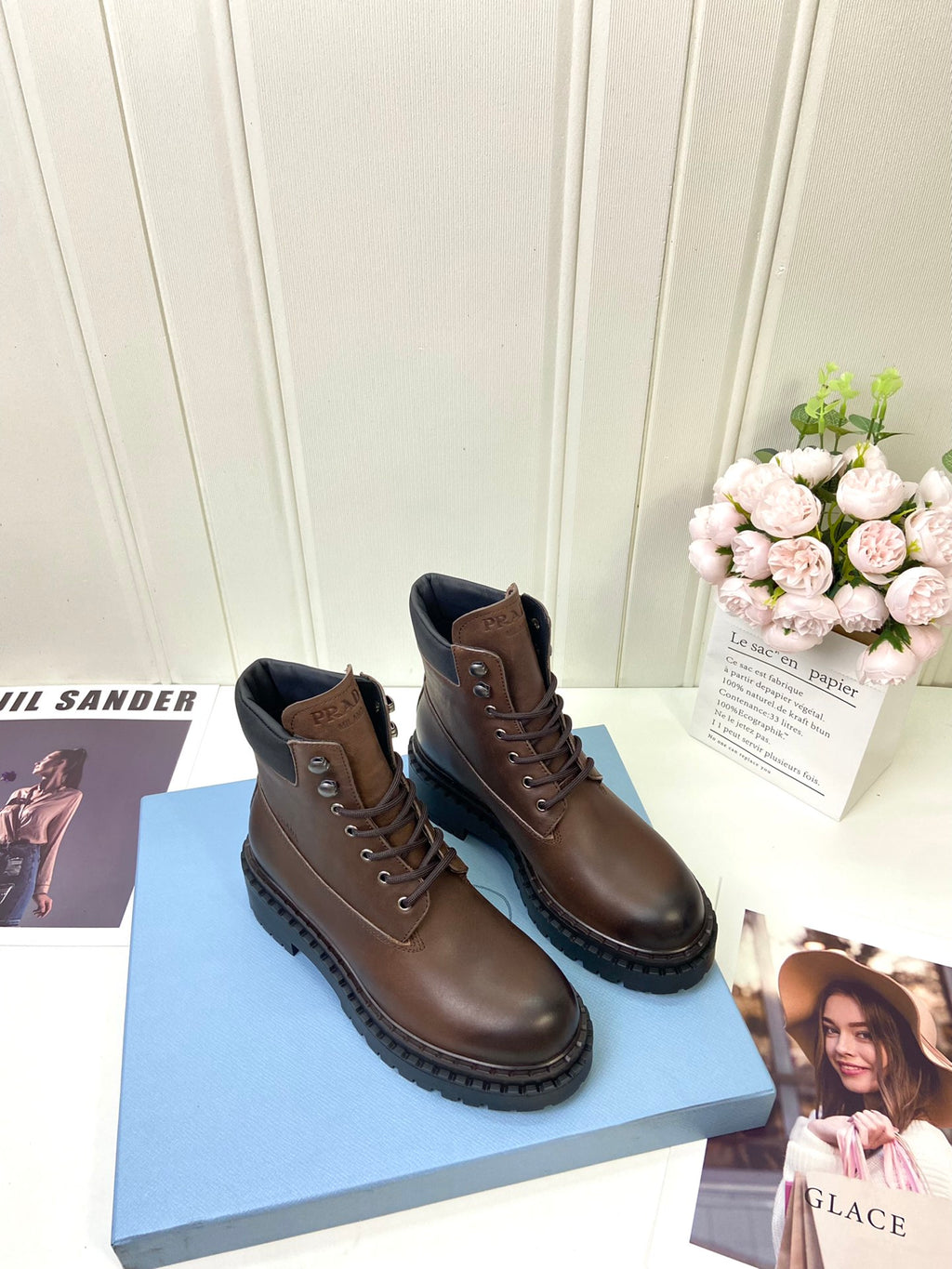 Ebony Leather & Re-Nylon Booties