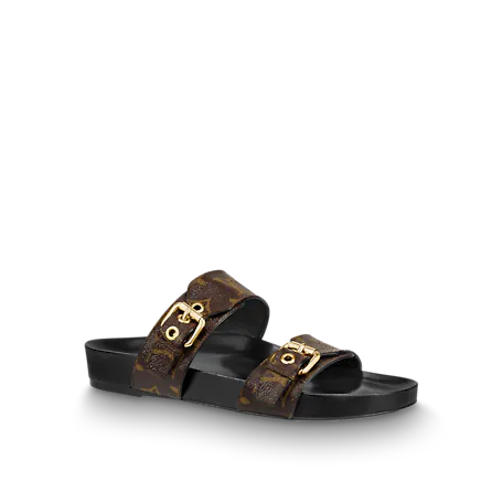 Patent canvas BD flat mule