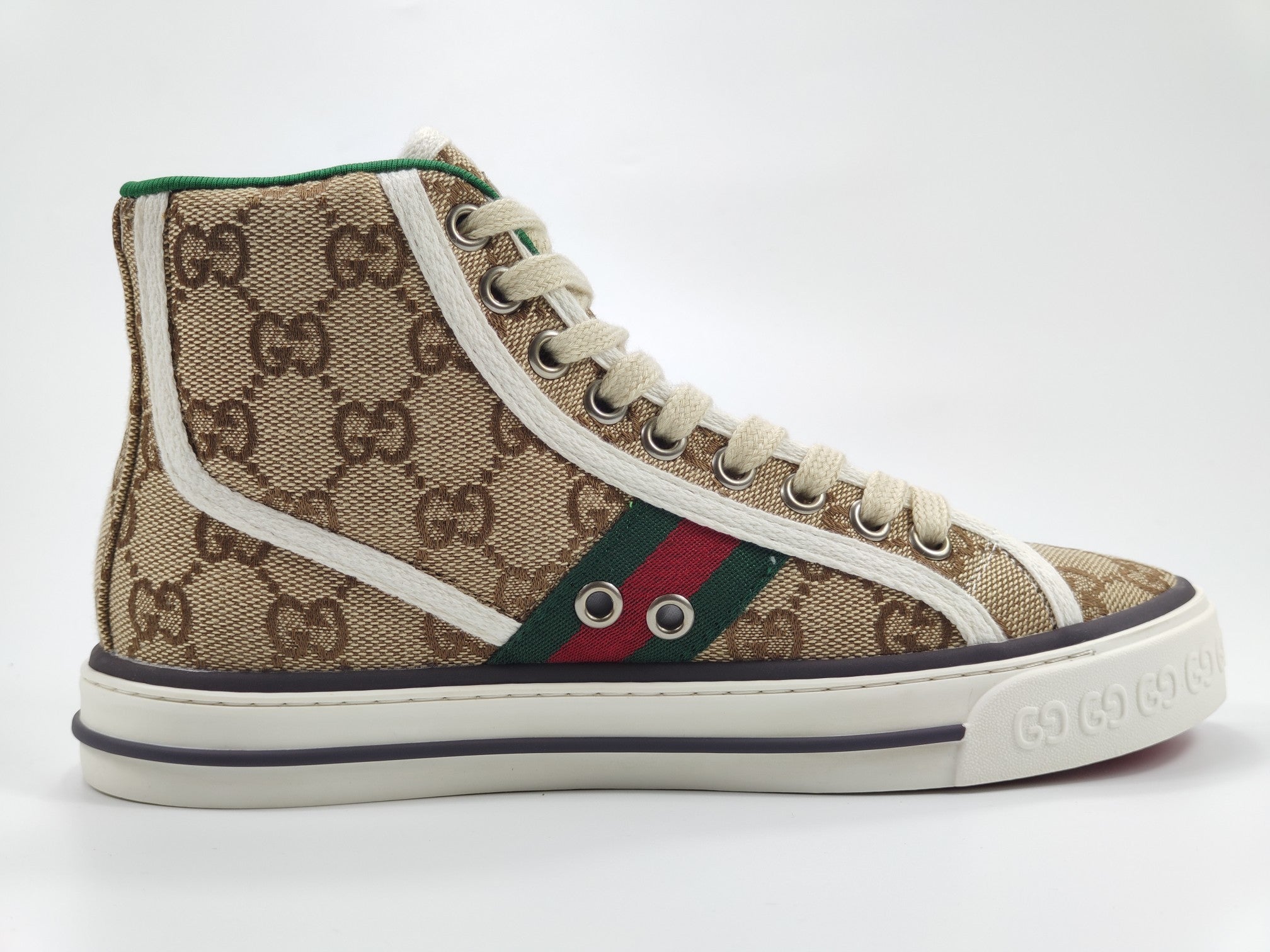 Women's Beige & ebony tennis high top sneaker