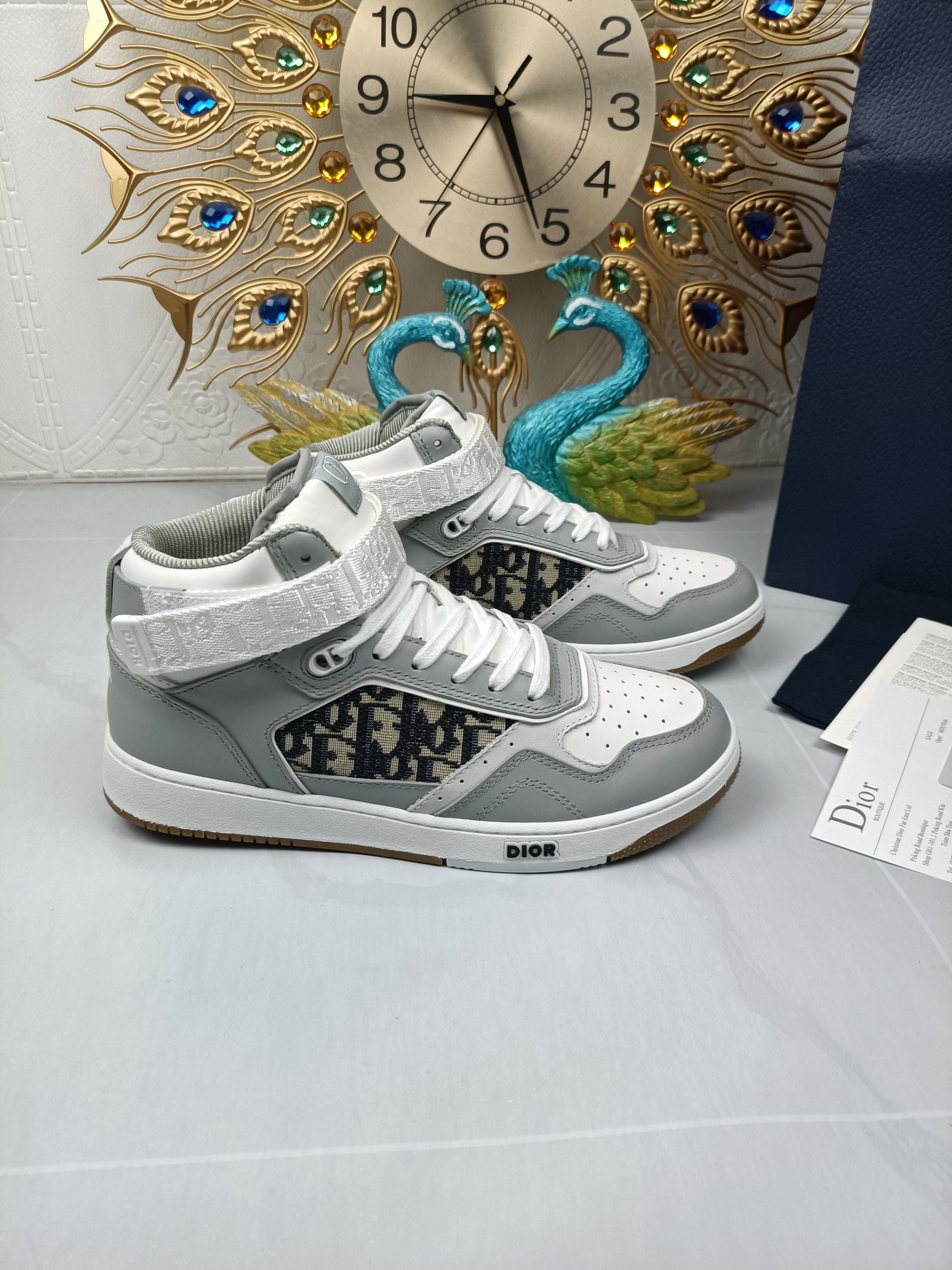 Women's Gray and white DB mid-top sneaker