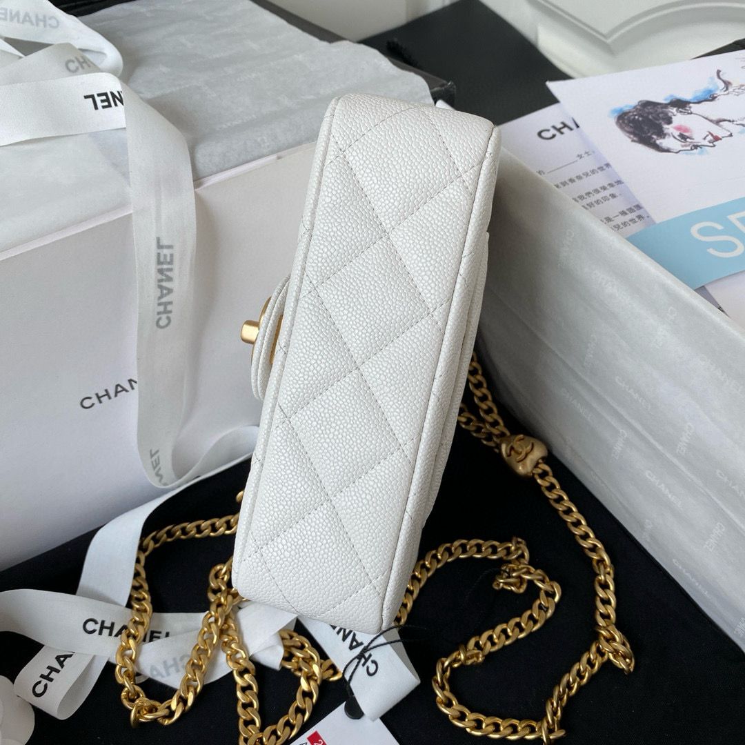 White Caviar Medium Sweetheart Crush Flap Bag
