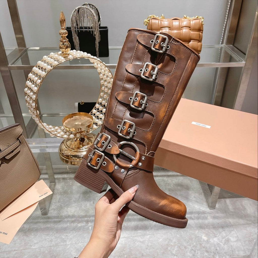 Sienna leather biker boots