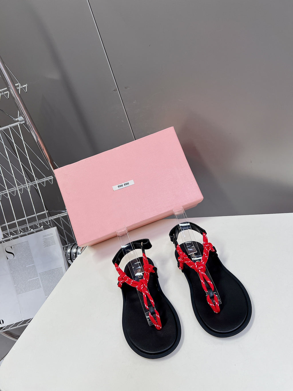 Red Riviere Cord & Leather Sandals