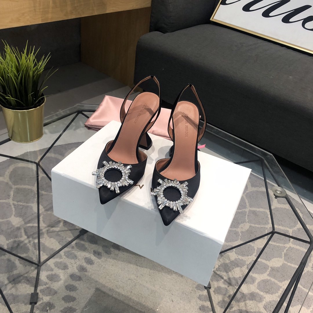 AB crystal-embellished satin slingback pumps