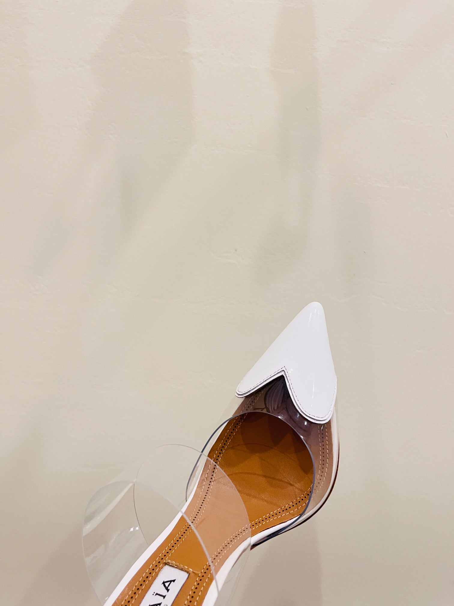 Optic White LC Mules In Patent Leather