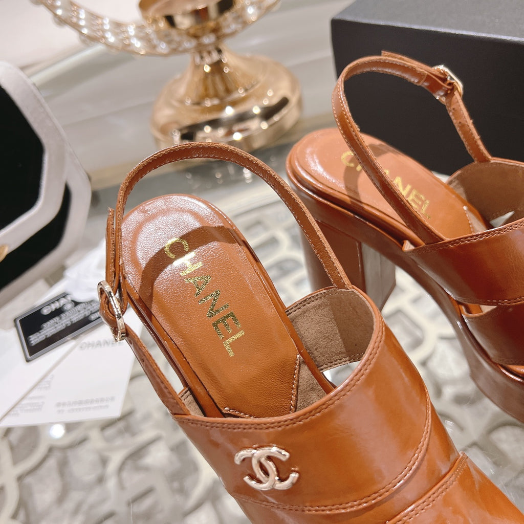 Light Brown C Patent Sandals