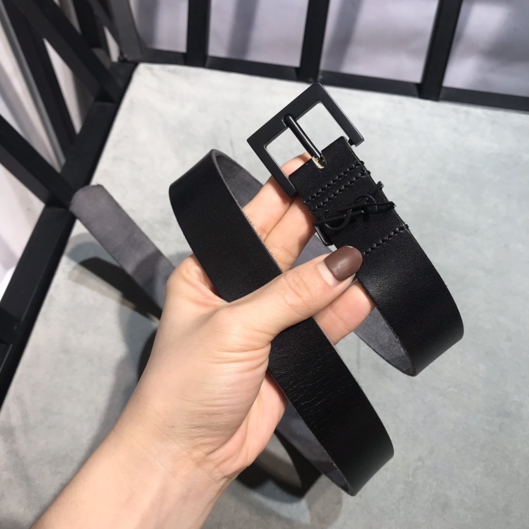 Black embellished leather belt