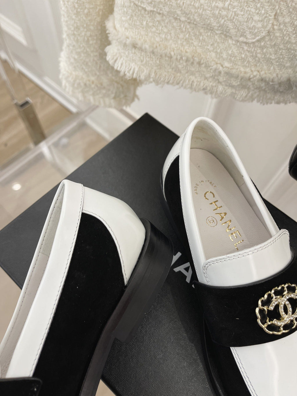 White & Black CC loafers