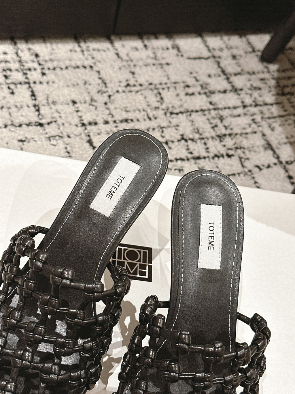 Black Braided-Leather Bandeau Mules