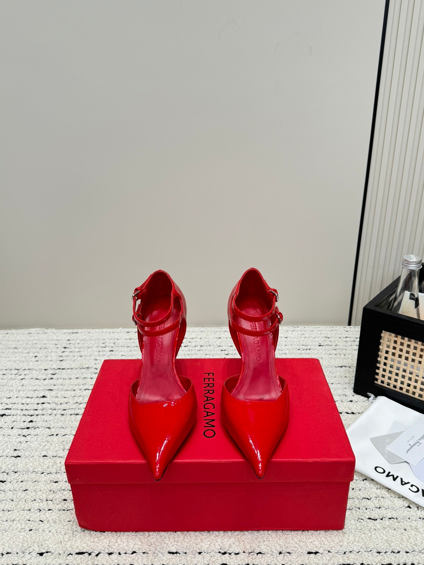 Flame Red Pump With Wedge Heel