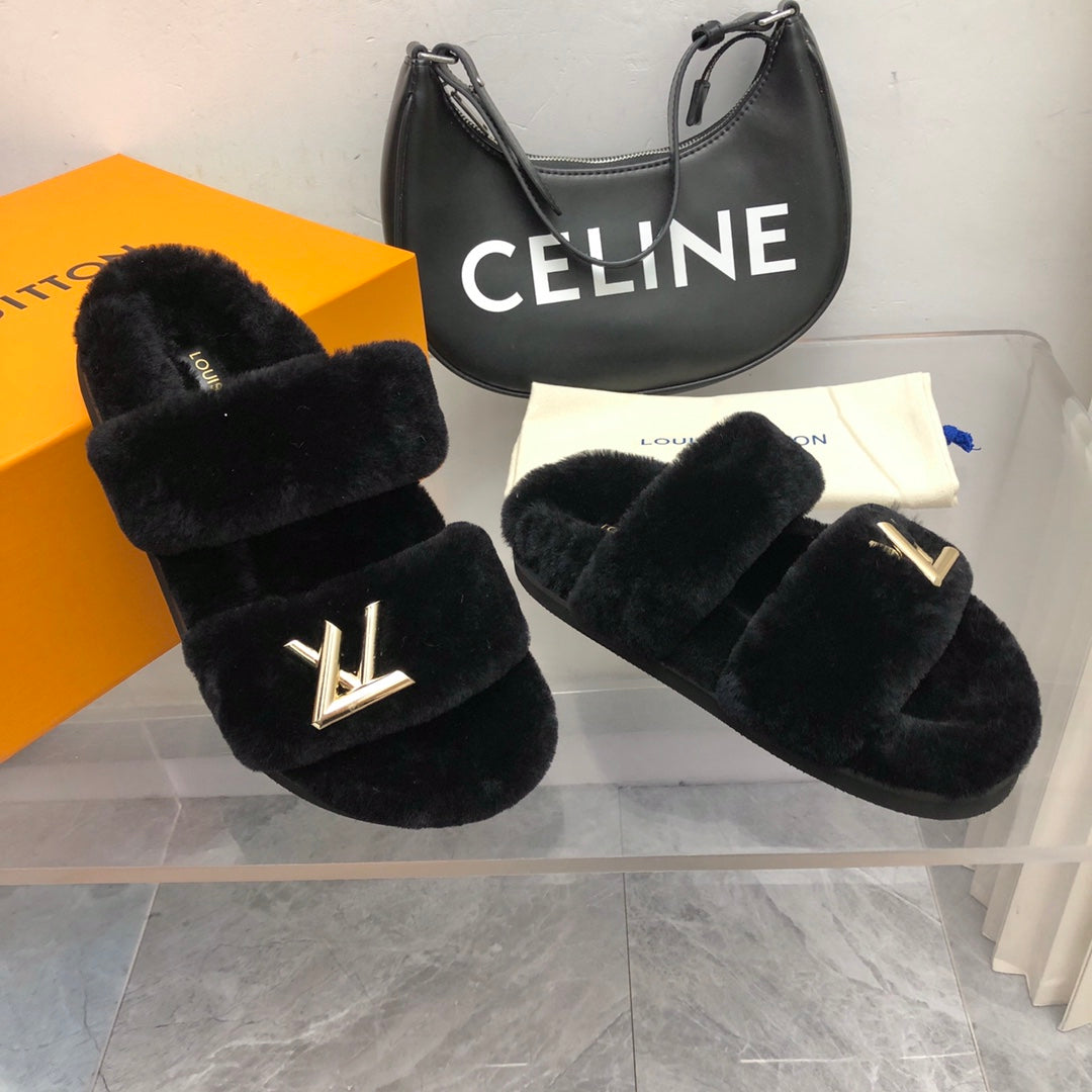 Black Comfort Flat Mule