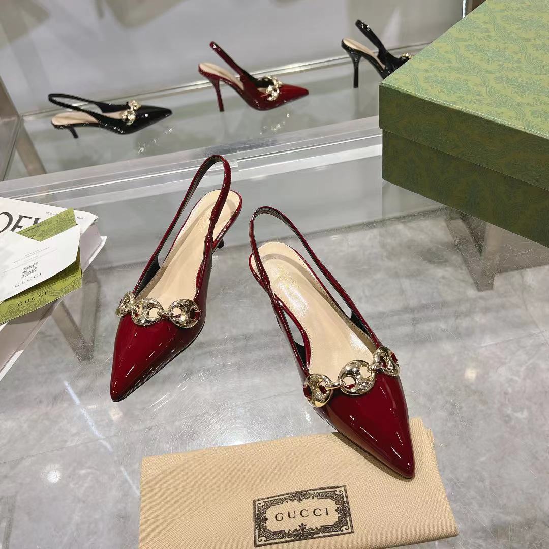 Red Slingback With Chain