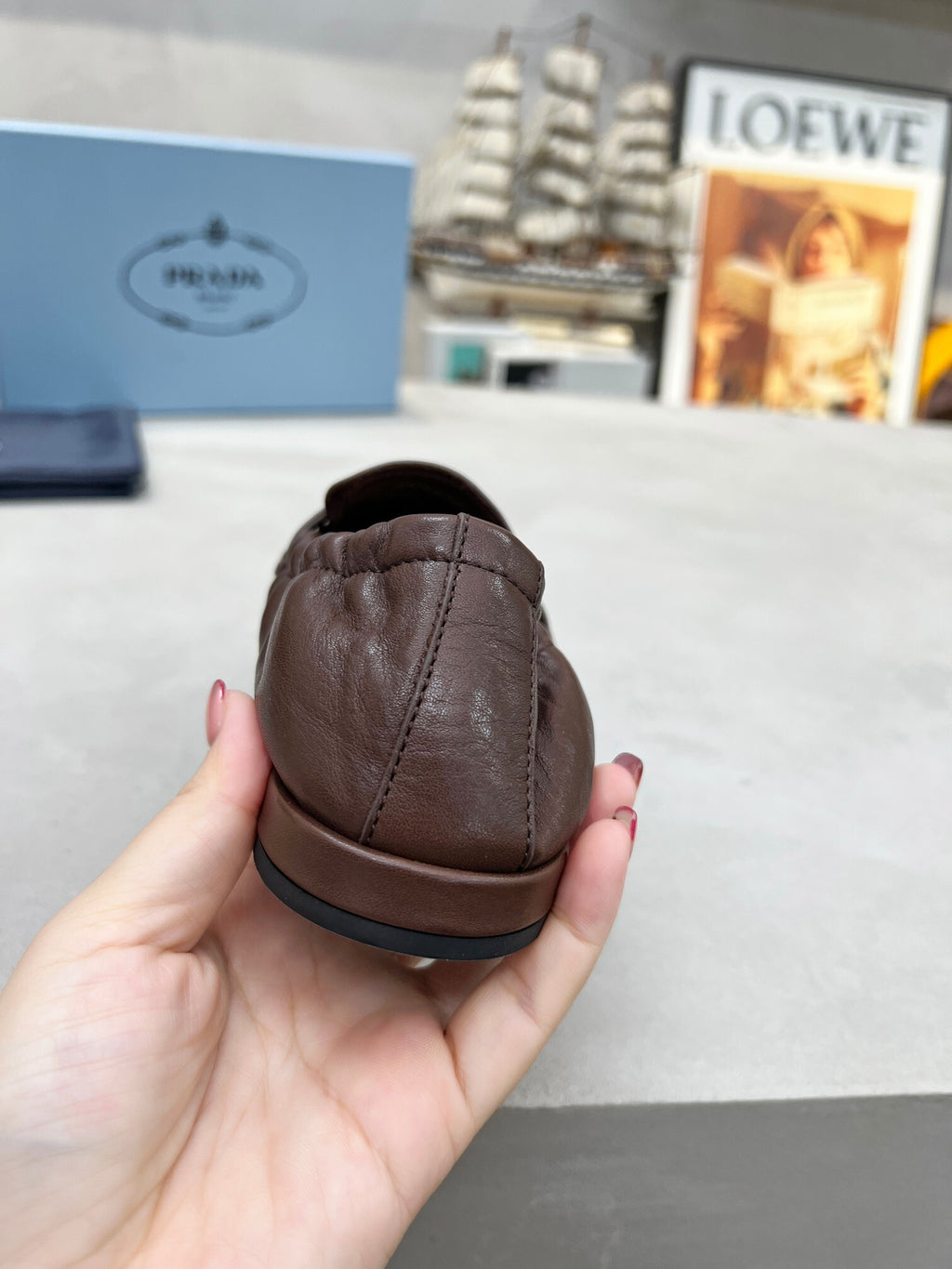 Women's Cognac Shuffle Antiqued Leather Loafers