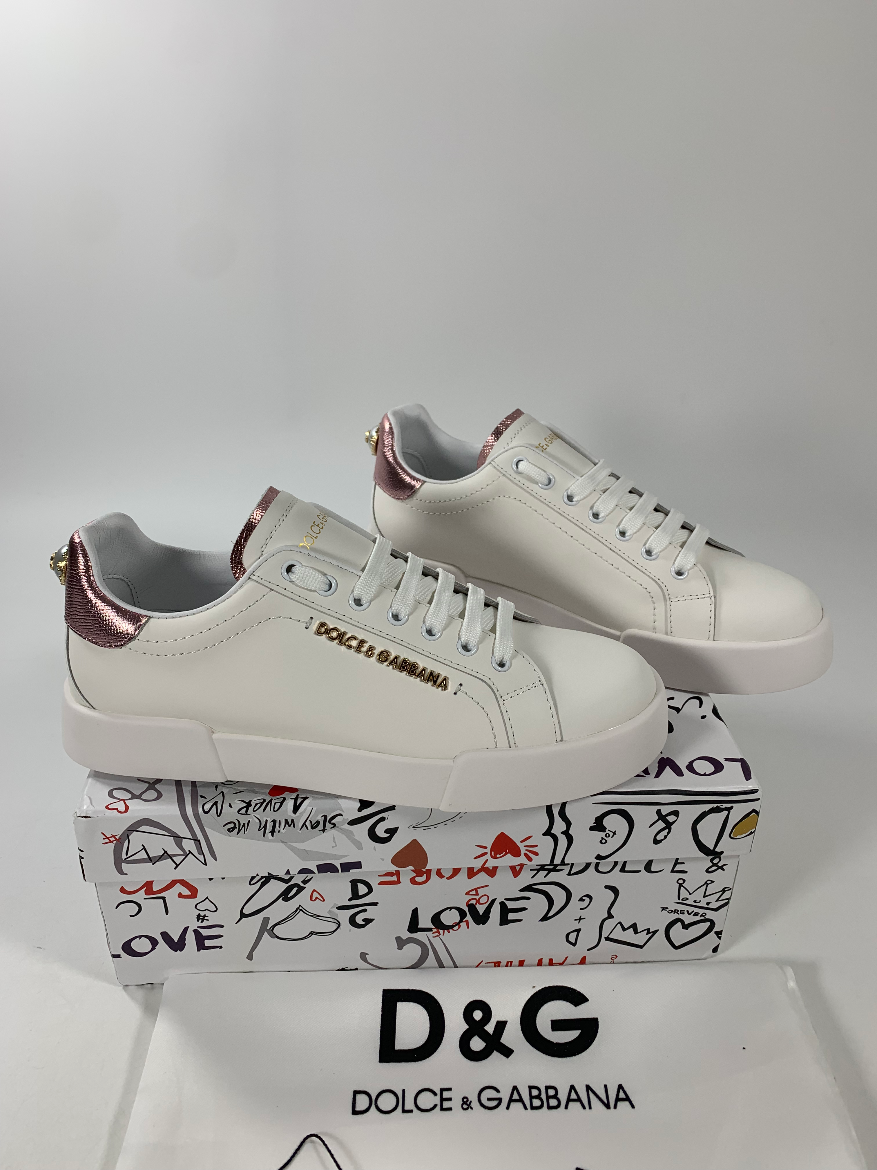 Pink & White DP Sneakers