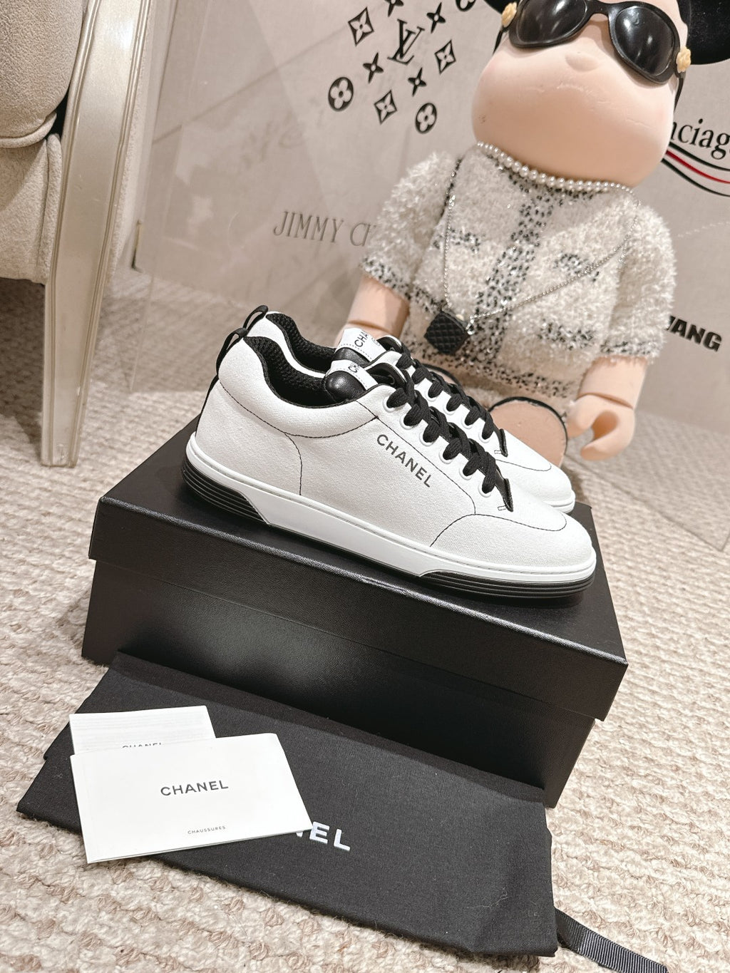 White & Black Cotton Trainers