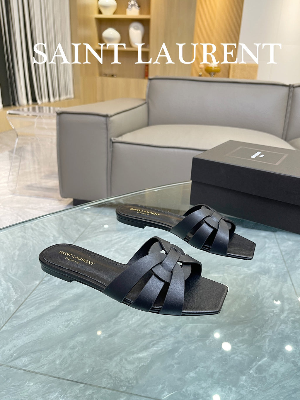 Black YT Mules In Leather