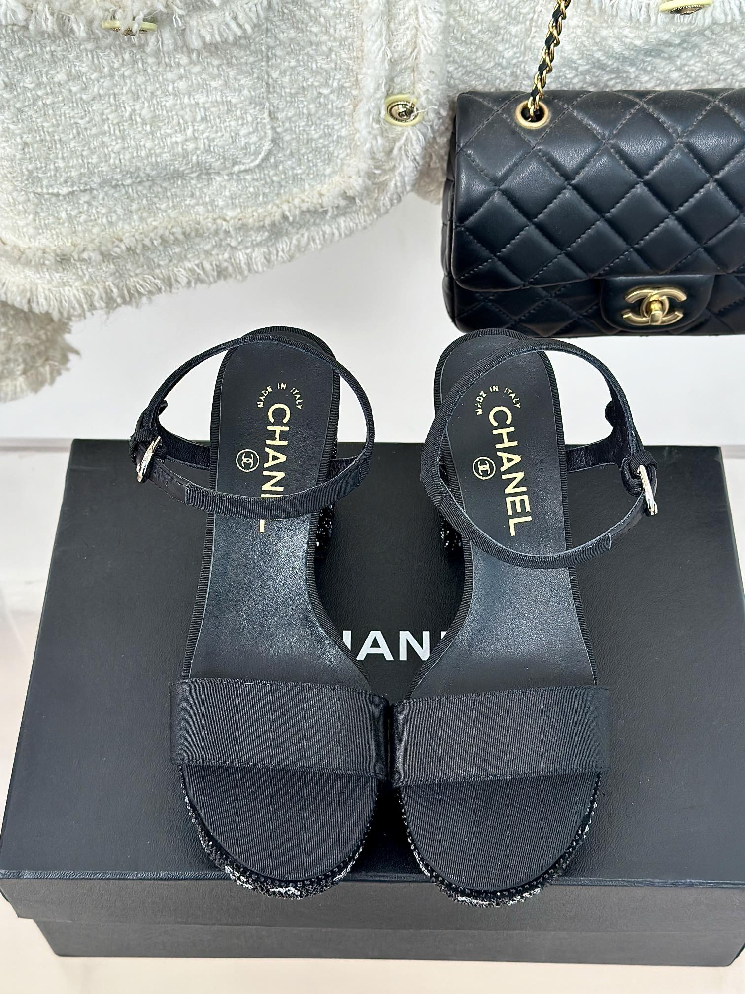 Black & Silver CC Sandals