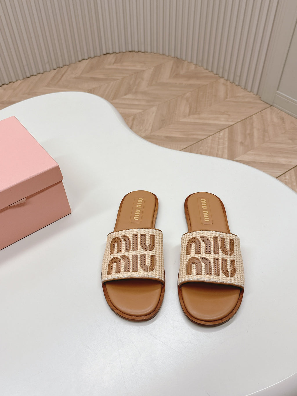 Natural Raffia-Effect Mules