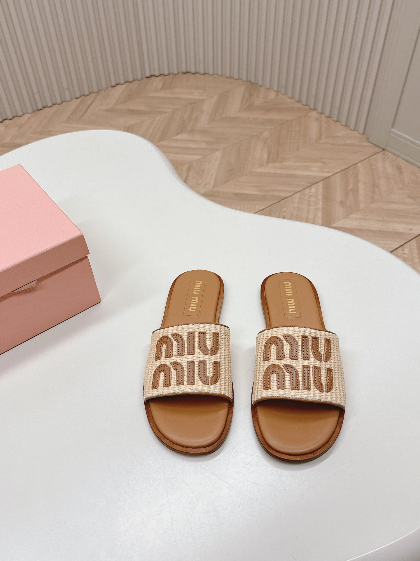 Natural Raffia-Effect Mules