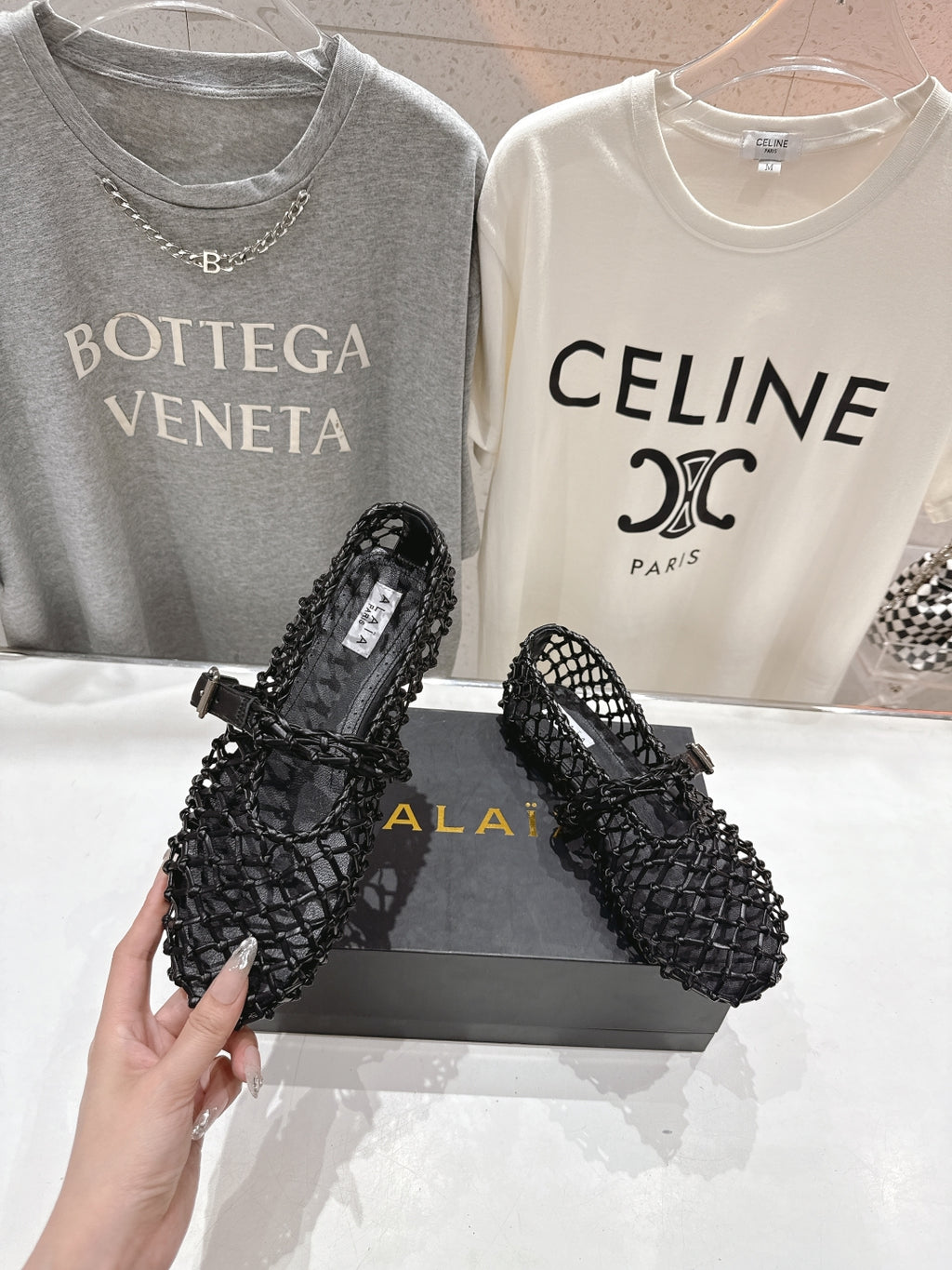 Black Ballet Flats In Braided Leather