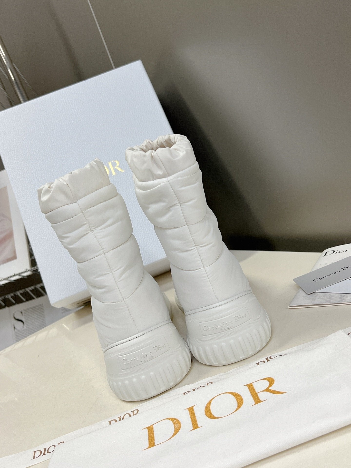 White DF quilted nylon ankle boot