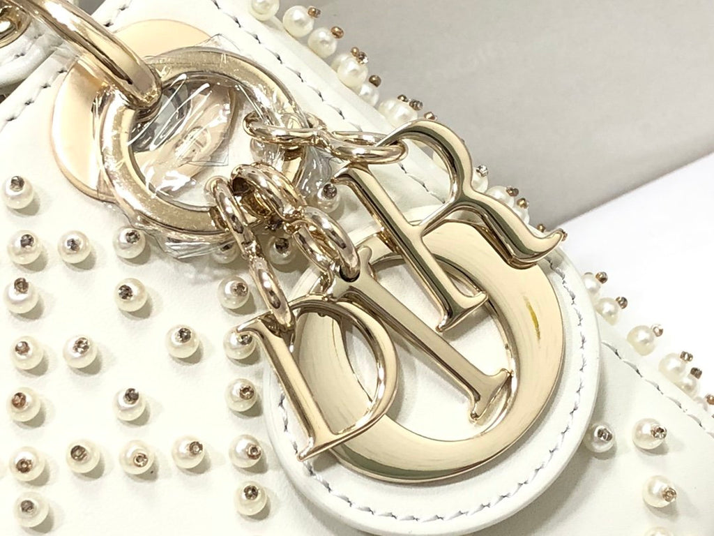 Latte Cannage Micro LD Bag With Resin Pearls