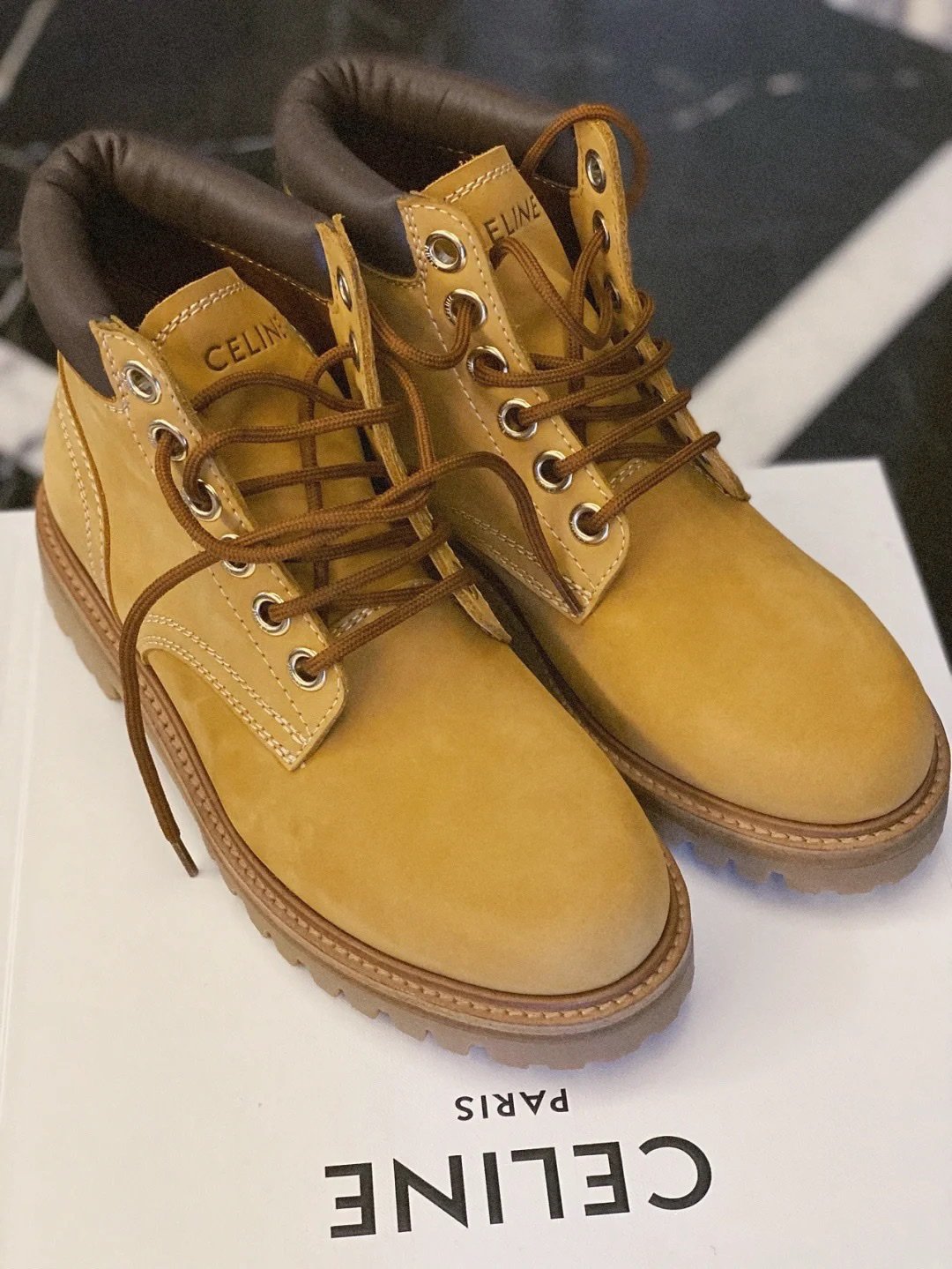 Light tan high lace-up boot